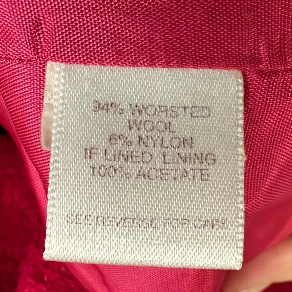 Susan Bristol Pink Black Worsted Wool Blend Suit Jacket Blazer Size 12 Vintage - Picture 5 of 8